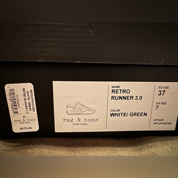 Rag & Bone Green and White Retro Runner 2.0 Low Top Sneakers Size 7 - Picture 11 of 11